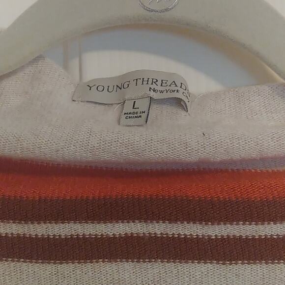 Young Threads Fringed Boho Striped Cardigan Large - Picture 2 of 6